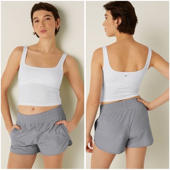 NWT Pink Cotton Contour Crop Tank - Optic White - Picture 1 of 3